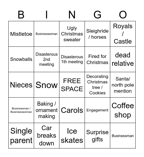 Hallmark Bingo Card