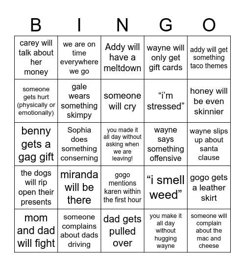 christmas bingo Card