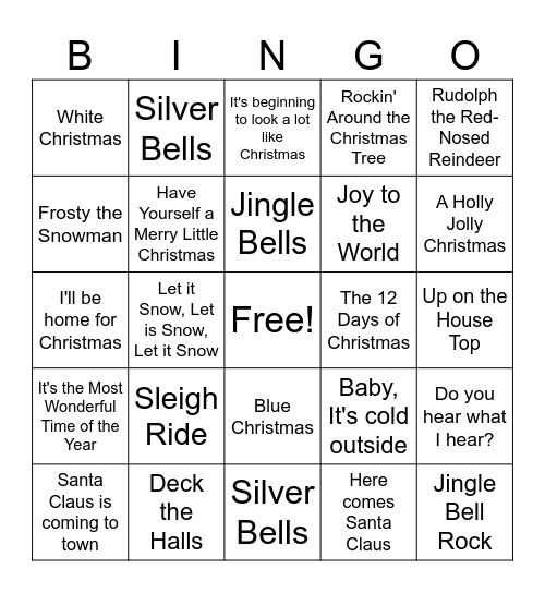 Christmas Classics Bingo Card