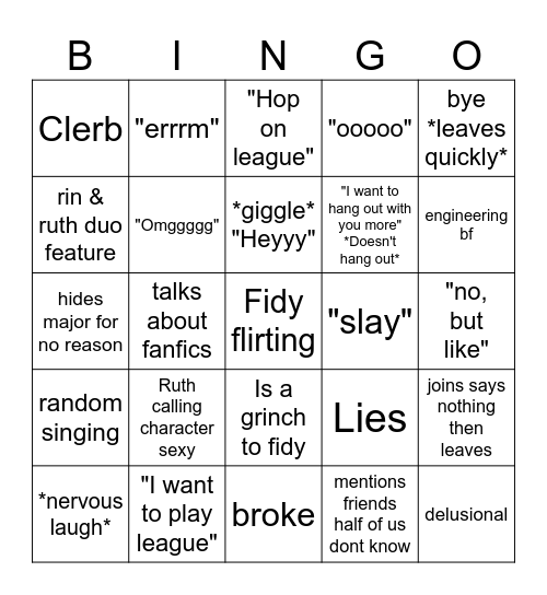 Ruth Bingo Card