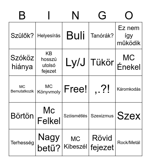 Wattpad bingo Card