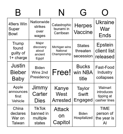 2024 Events BINGO Card