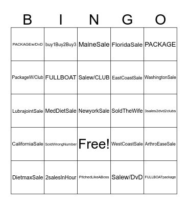 SALES Bingo Card