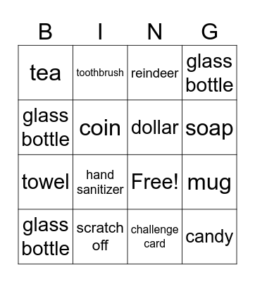 Saran Wrap Game Bingo Card