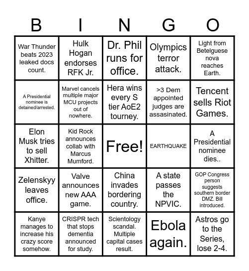 Bingo 2024 Bingo Card