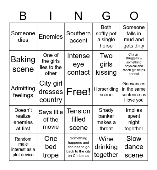 Sapphic Movie Bingo Card