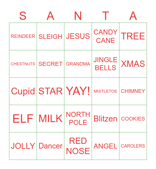 CHRISTMAS BINGO Card