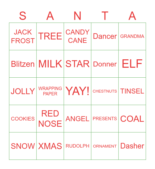 CHRISTMAS BINGO Card