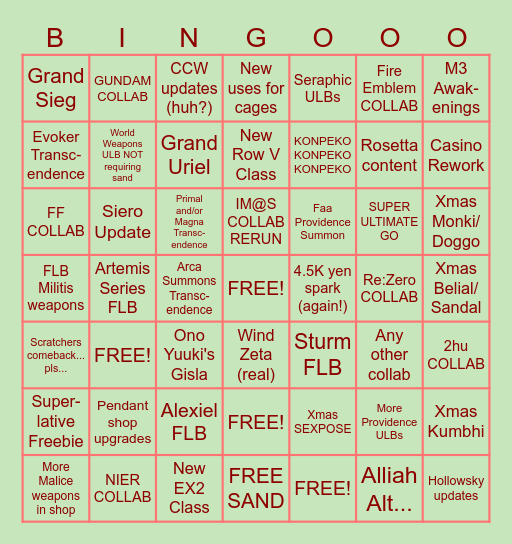 SPAGHETTEA XMAS Bingo Card