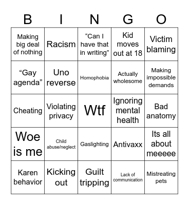 Reddit Bingo Card