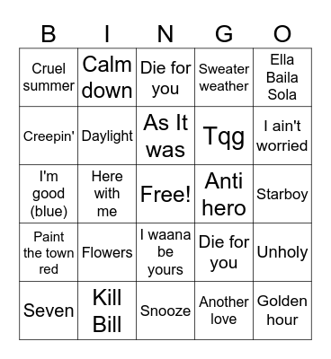 Top of 2023 Bingo Card