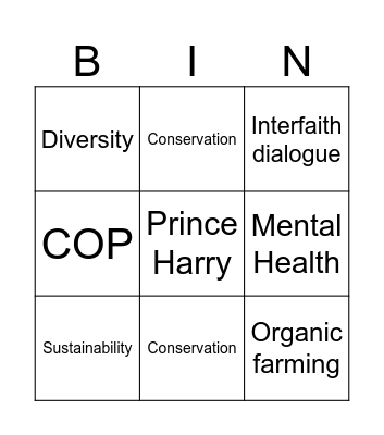 King’s Speech 2024 Bingo Card