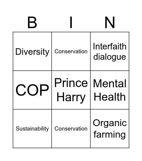 King’s Speech 2024 Bingo Card