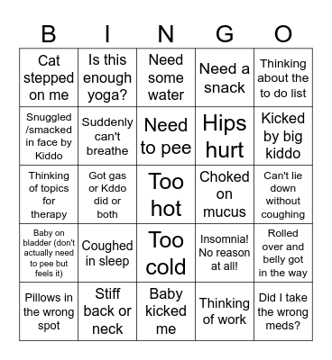 Why I can't sleep Bingo Card