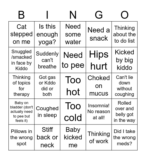 Why I can't sleep Bingo Card