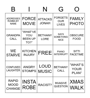 DAD XMAS BINGO Card