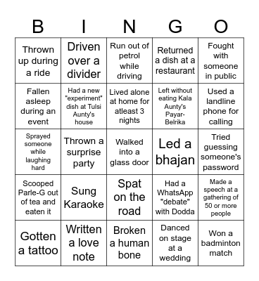 NEVER HAVE I EVER... Bingo Card