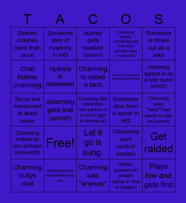 Charmings stream anniversary Bingo Card