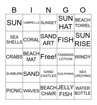 BINGO AT THE BEACH Bingo Card