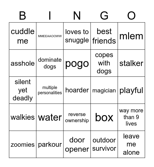 Cat bingo Card