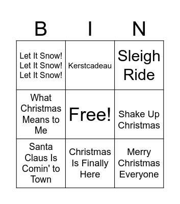 Liedjes bingo Card