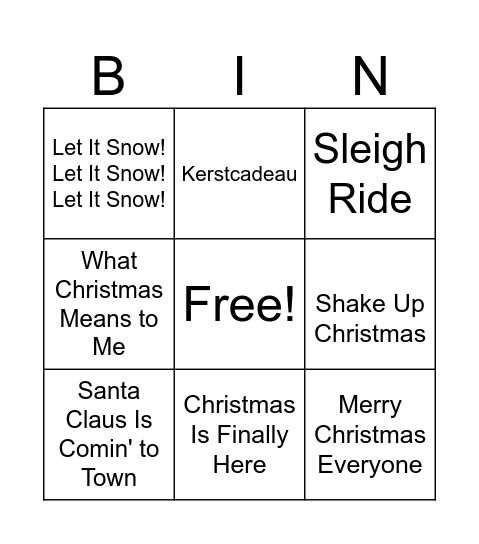 Liedjes bingo Card