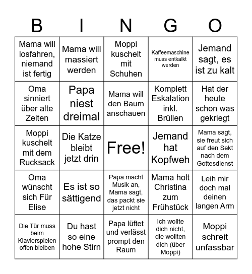 Weihnachtsbingo 2023 Bingo Card