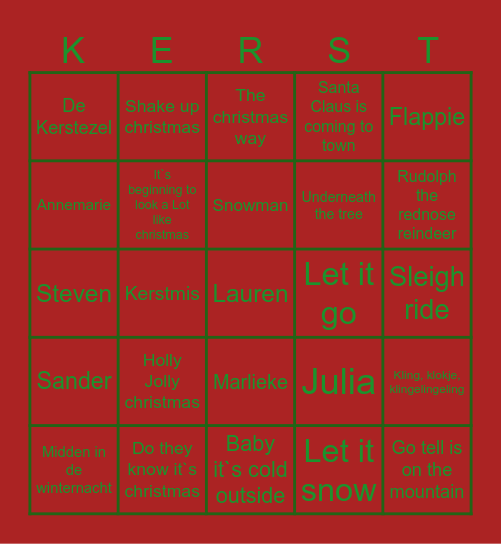 Kerst muziek bingo Card