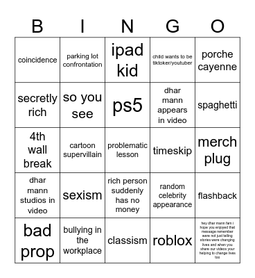 dhar mann Bingo Card