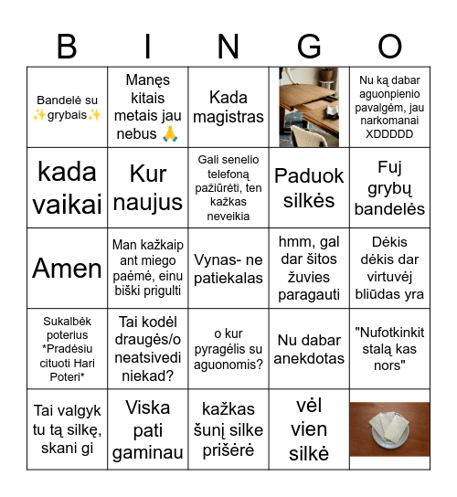 Kūčių bingo Card