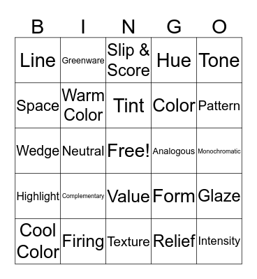 Art Final Review Bingo Card