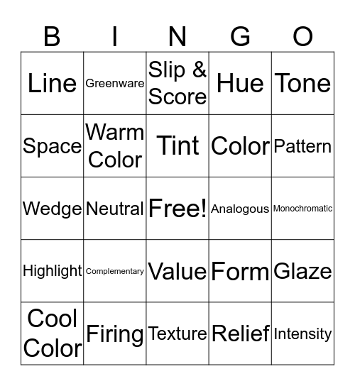 Art Final Review Bingo Card