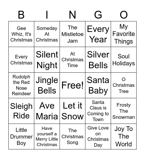 Grinchmas Music Bingo Card