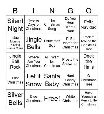 Christmas Music Bingo Card