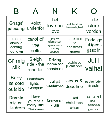 JULE Bingo Card