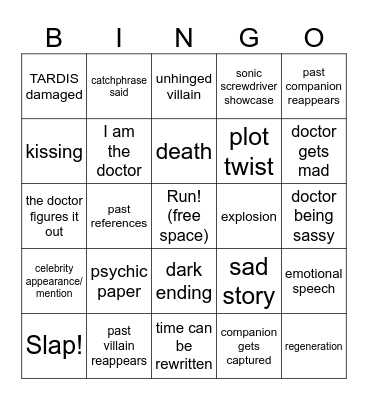 doctor who Bingo Card