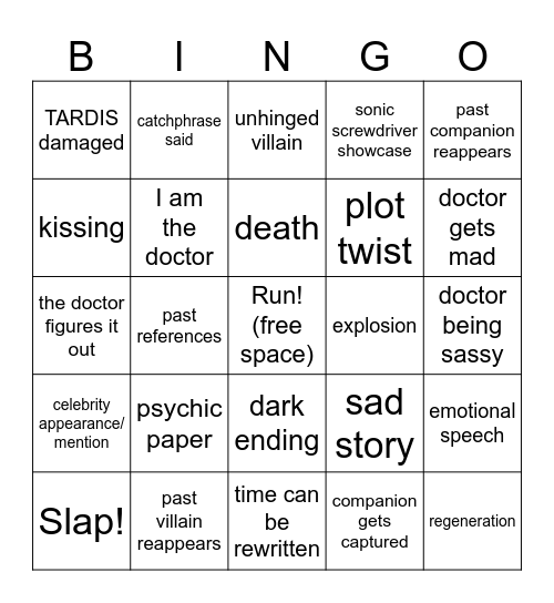 doctor who Bingo Card