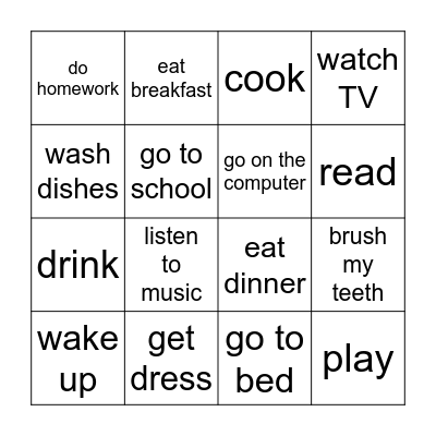 Daily Routine Bingo Card