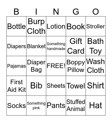 Baby Girl Bingo!  Bingo Card