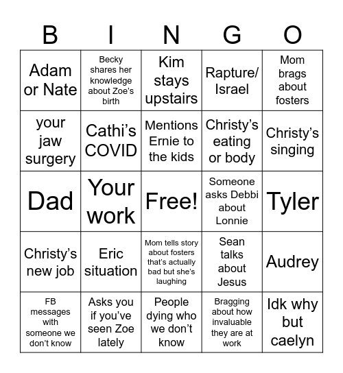 Christmas Bingo Card