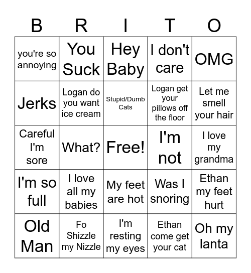 BRIT-O Bingo Card