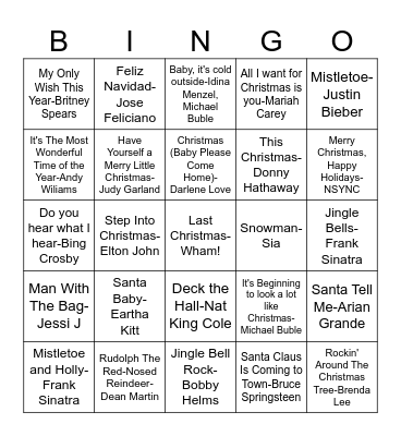HOLIDAY MUSIC BINGO Card