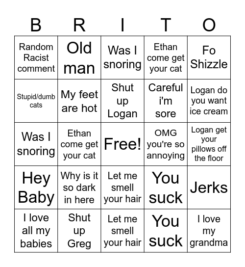 Brit-o Bingo Card