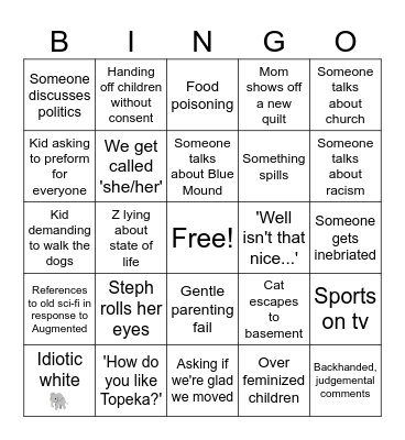 Family Xmas Bingo Card