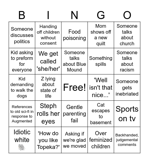 Family Xmas Bingo Card