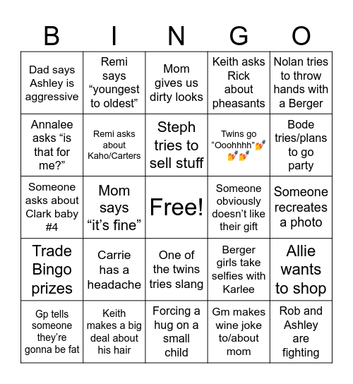 Christmas Bingo Card