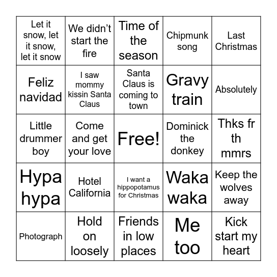 Santa’s Singo! Bingo Card