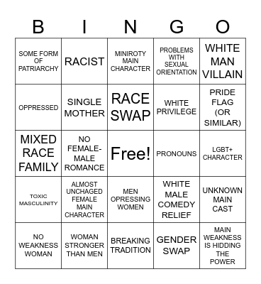 Woke movie bingo Card