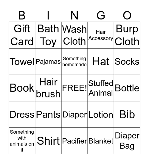 Baby Girl Bingo!  Bingo Card