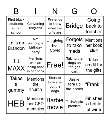 Nana bingo Card